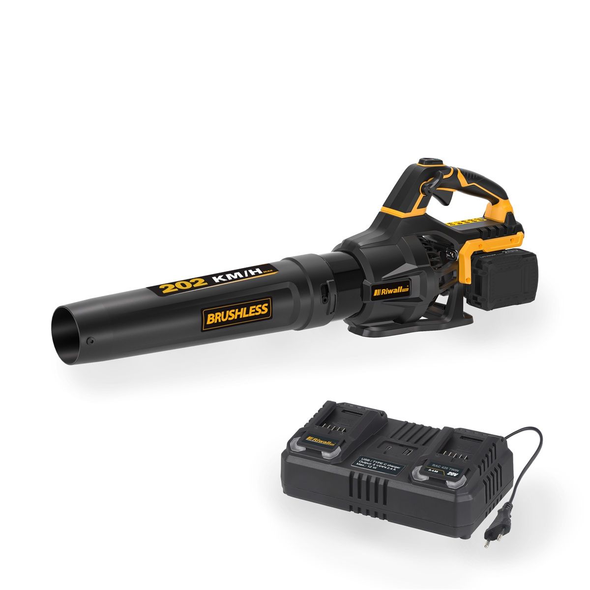 RIWALL RABL 3220i SET akkumulátoros lombfúvó 40V, indukciós motorral (2 x 4,0 Ah Li-ion akkuval, töltővel) termék fő termékképe